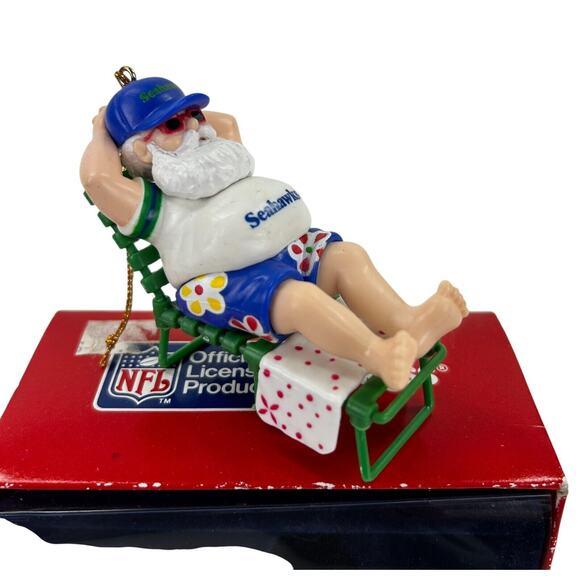 Seattle Seahawks Vintage Russ Christmas Ornament Santa Sunbathing Lounging 7485 - Picture 3 of 6